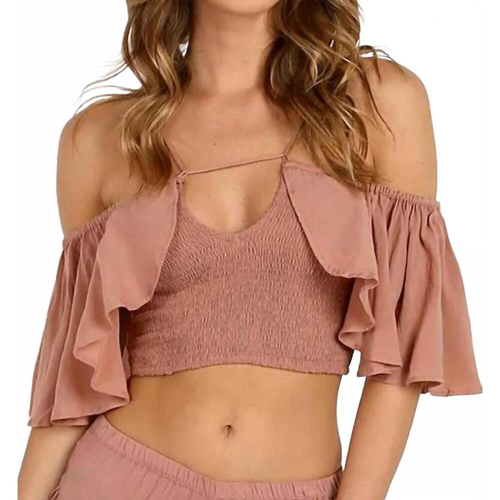 NEW INDAH roxy flounce top in dusty rose